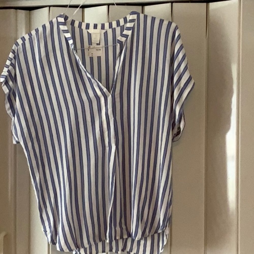 Striped, blue blouse